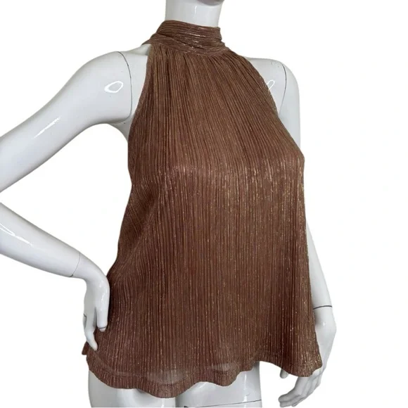 NWT Metallic sparkly holiday party Elegant Brown pink gold bold sexy Halter XL - Picture 6 of 15